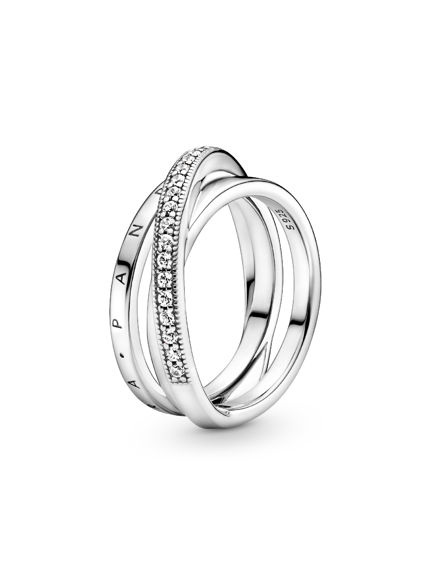 Anneau Triple Pavé Croisé