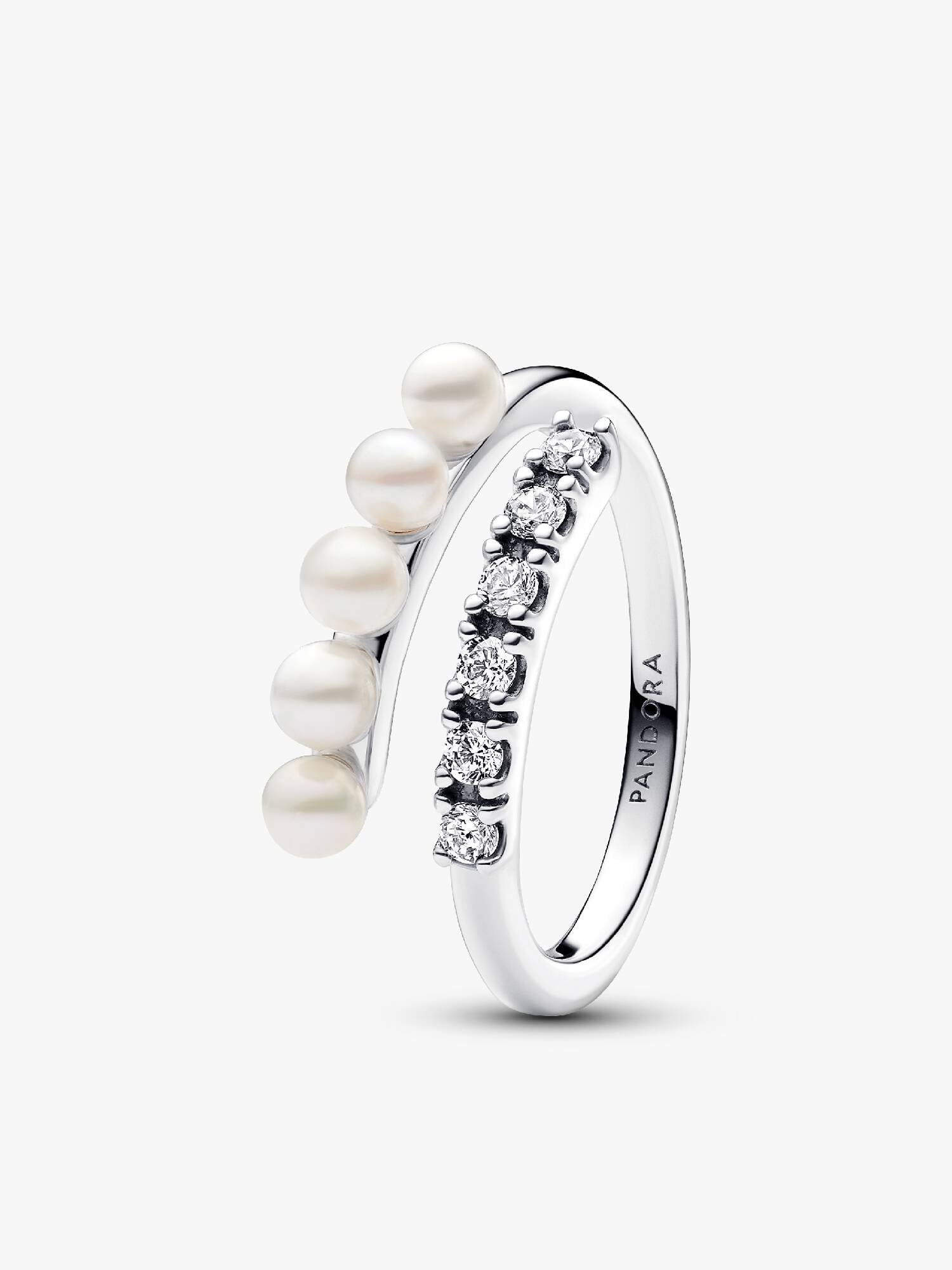 Bague Ouverte Perles de Culture d’Eau Douce Traitées & Pavé
