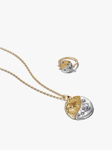 Ensemble de Bijoux Médaillon Soleil & Lune