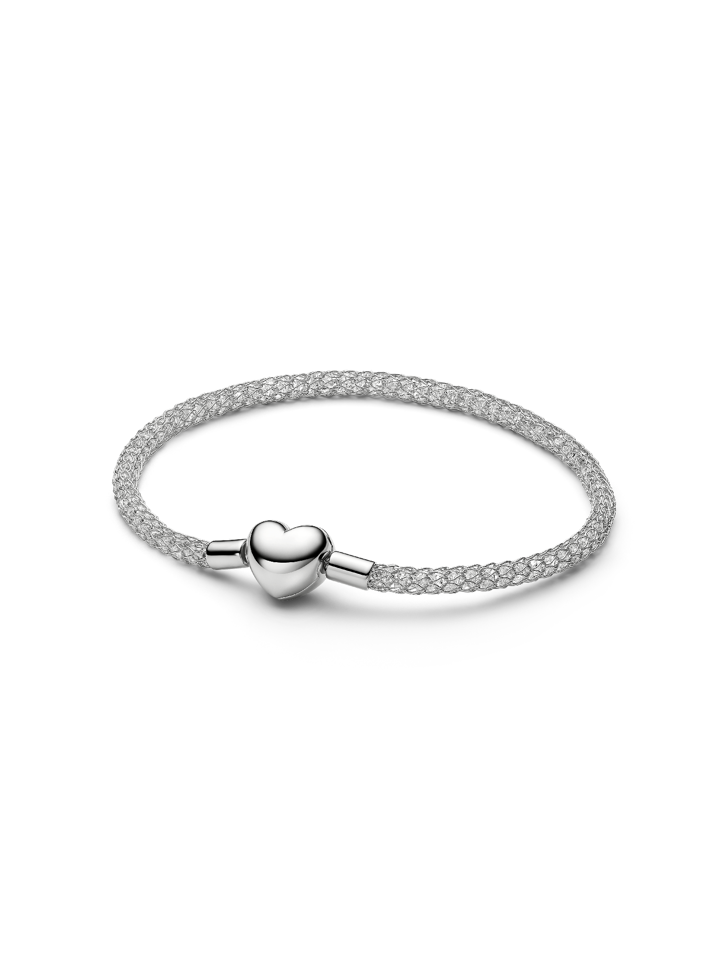 Bracelet Maille Tissée Scintillant Fermoir Cœur