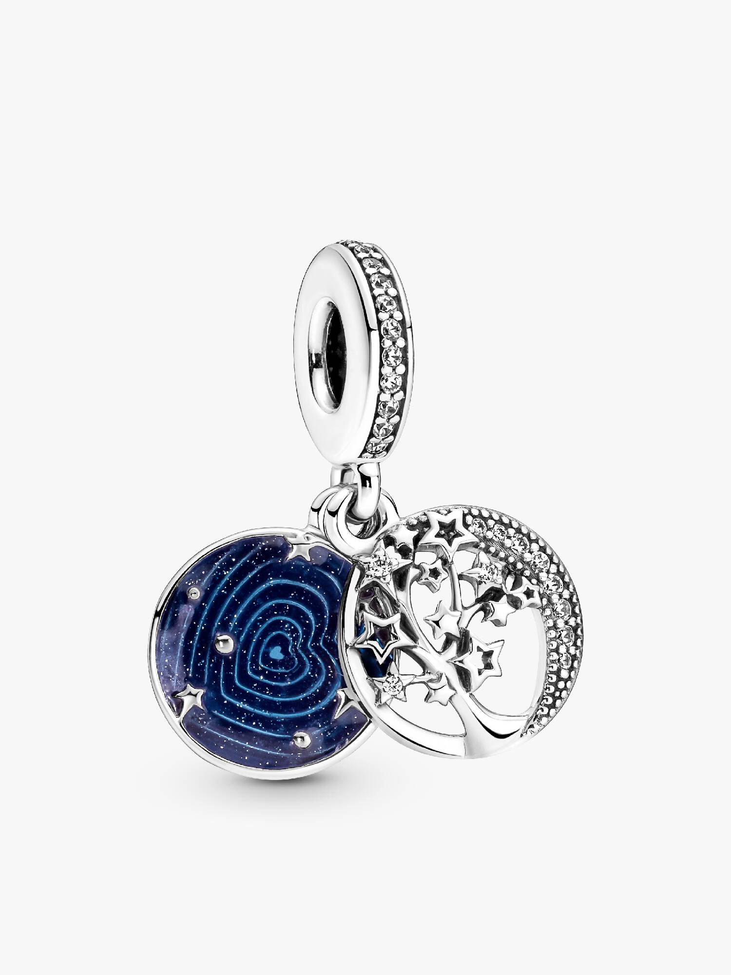 Charm Pendant Double Arbre & Lune de la Galaxie