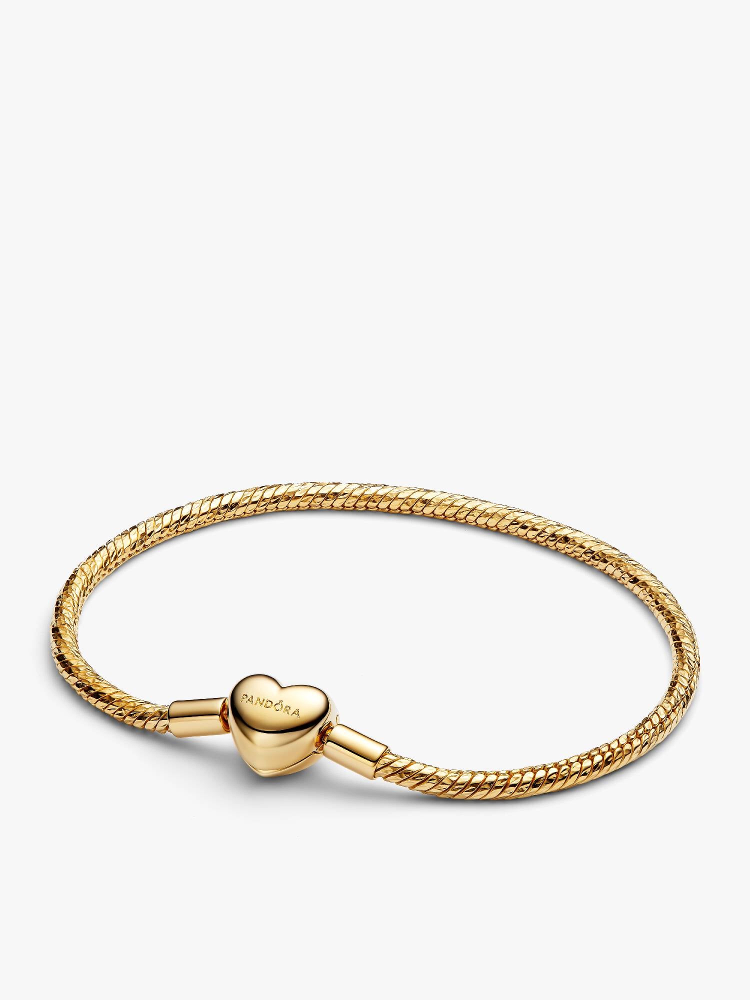 Bracelet Maille Serpent Facetté Fermoir Cœur Doré