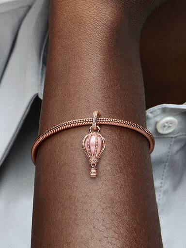 Charm Pendant Montgolfière Rose Scintillant