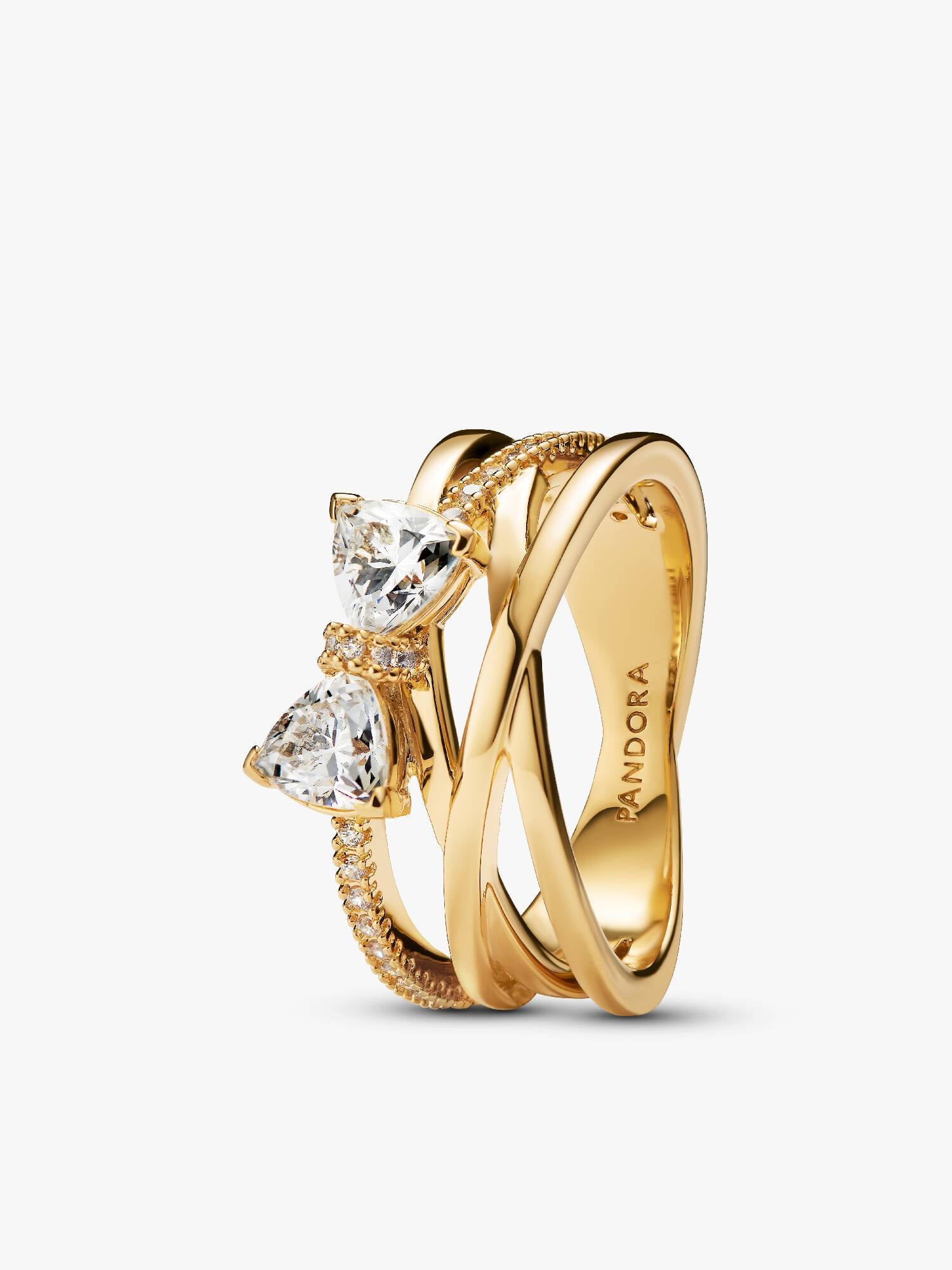 Bague Anneau Croisé & Nœud Scintillant