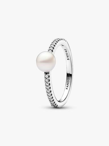 Bague Perle de Culture d'Eau Douce Traitée & Pavé