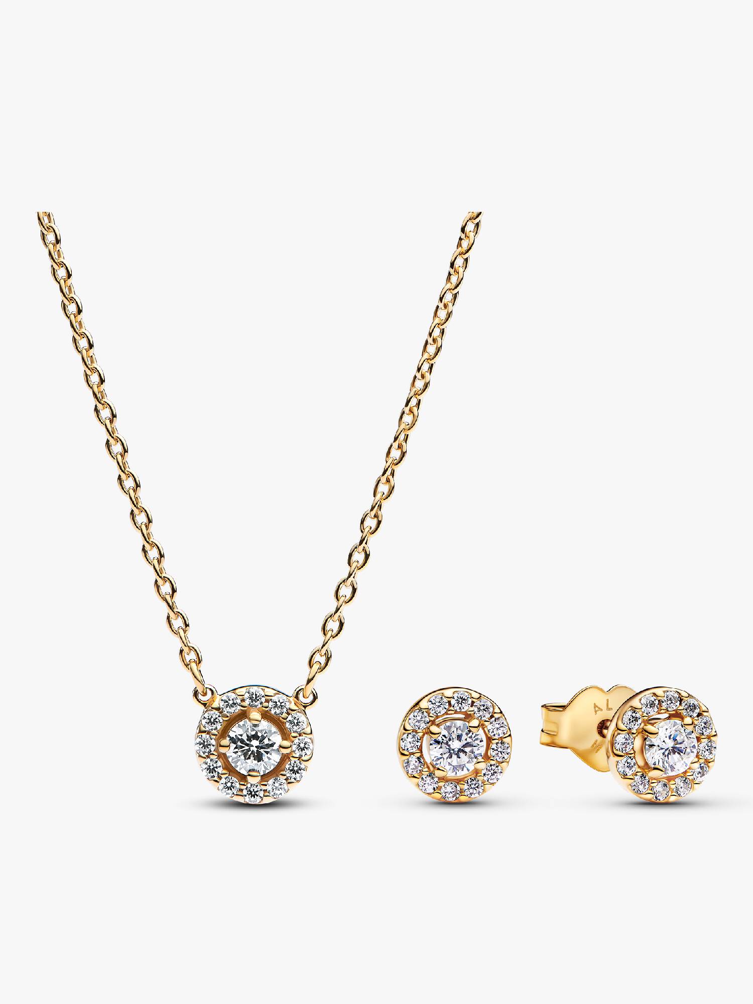 Parure Collier & Clous d'Oreilles Halo Pavé Rond