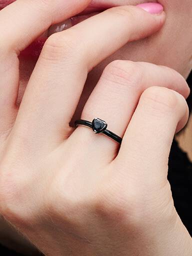 Bague Cœur Chakra Noir