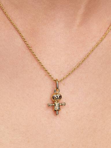 Charm Pendant Épouvantail Citrouille Doré