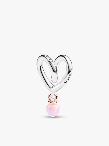 Bracelet Composé Charm Cœur Ruban & Pendant Rose