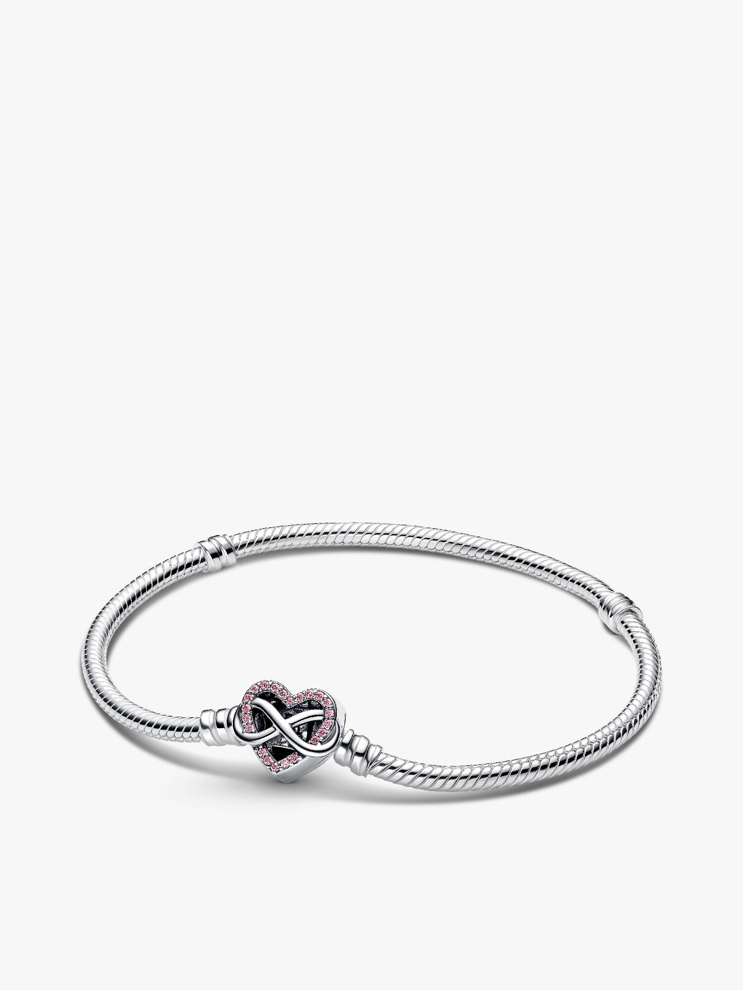 Bracelet Maille Serpent Fermoir Cœur de l’Infini Rose Scintillant