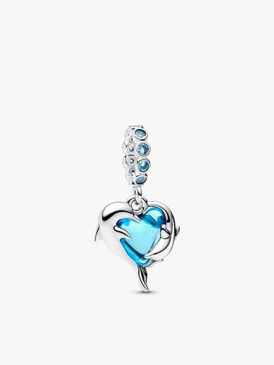 Collier Composé Dauphins Verre de Murano Bleu