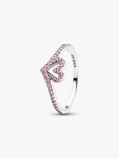 Bague Cœur Rose Chevron Scintillante