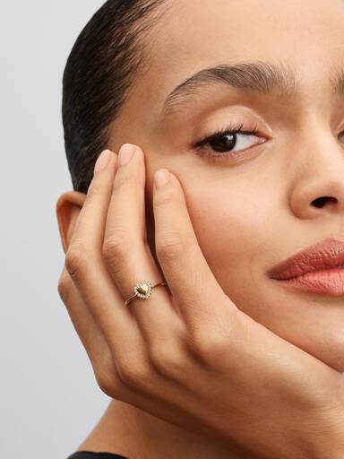 Bague Halo Cœur Gravable Dorée