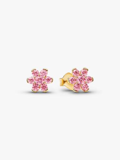 Clous d'Oreilles Fleur Rose Scintillante