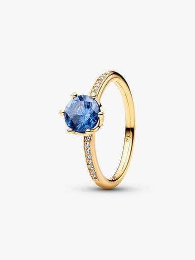 Bague Solitaire Couronne Scintillante Bleue