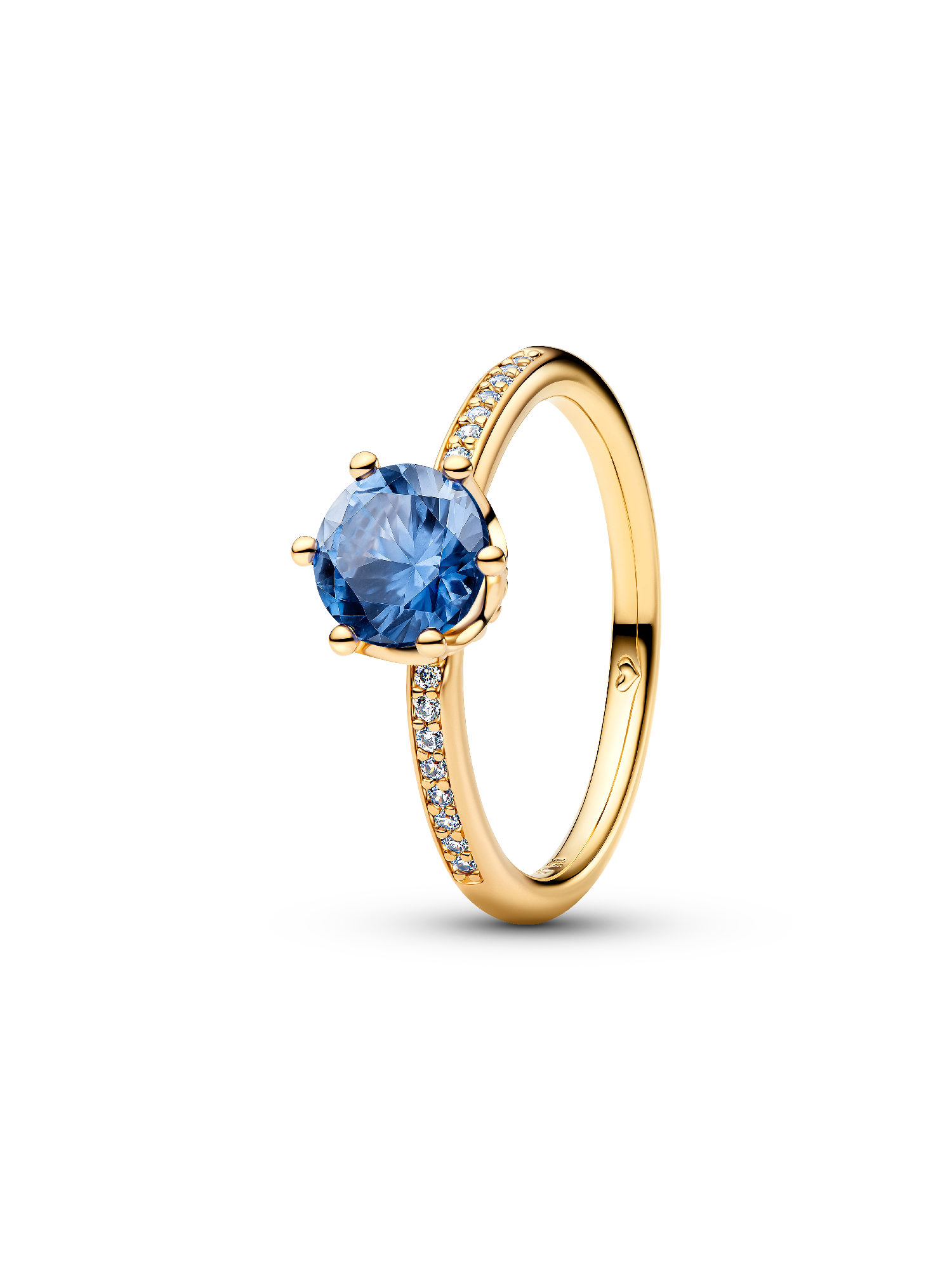 Bague Solitaire Couronne Scintillante Bleue