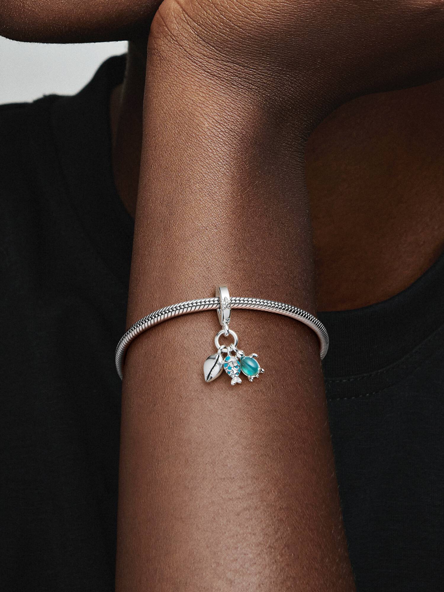 Charm Pendant Triple Poisson, Tortue de Mer & Conque