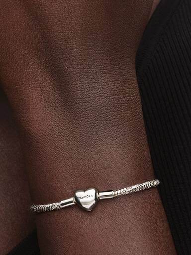 Bracelet Maille Serpent Facetté Fermoir Cœur