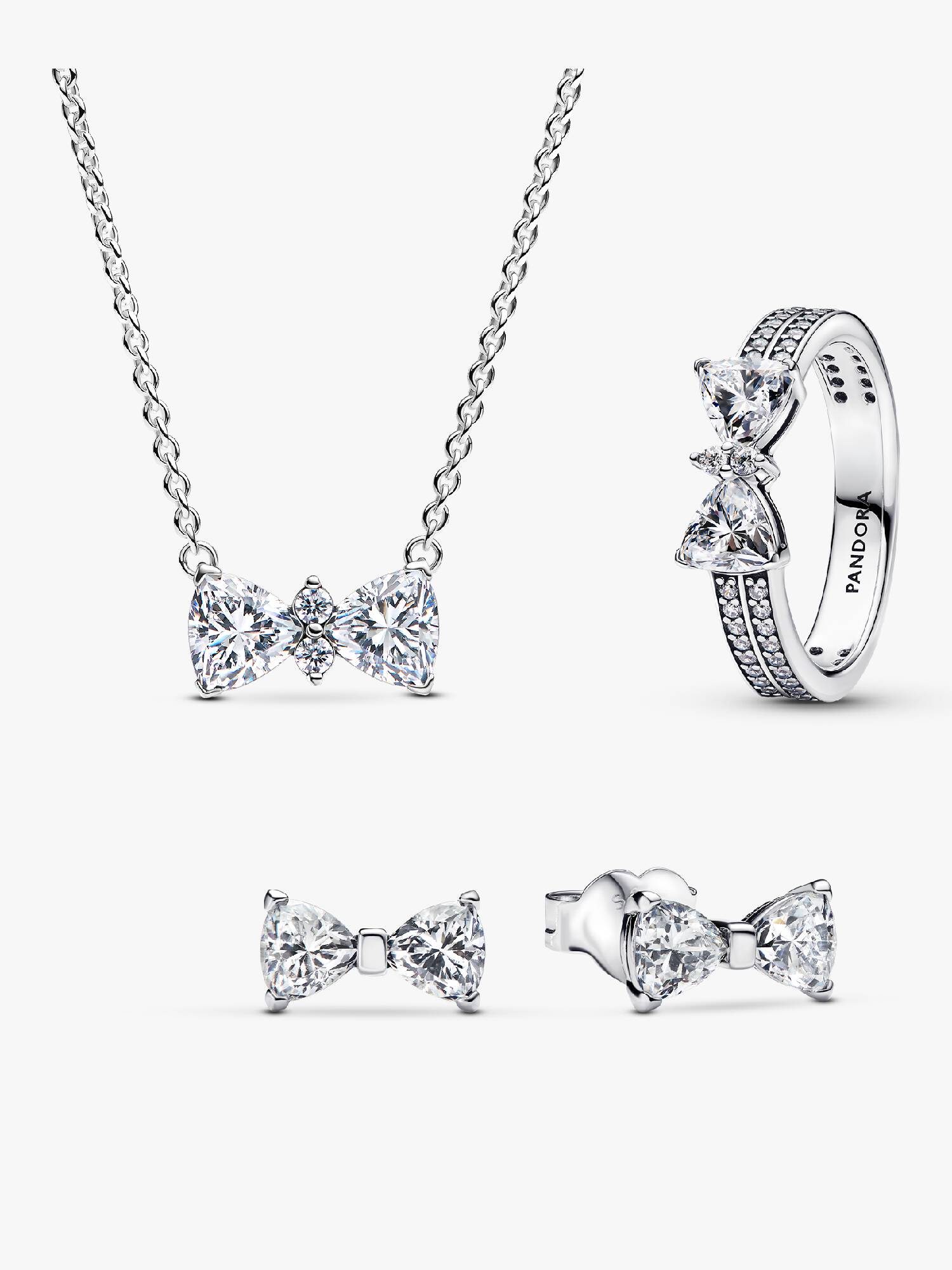 Parure Bague, Collier & Clous d'Oreilles Nœud Scintillant