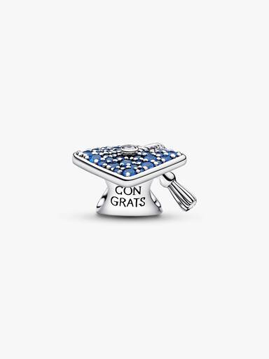 Charm Chapeau de Diplômé 2026 Bleu Scintillant