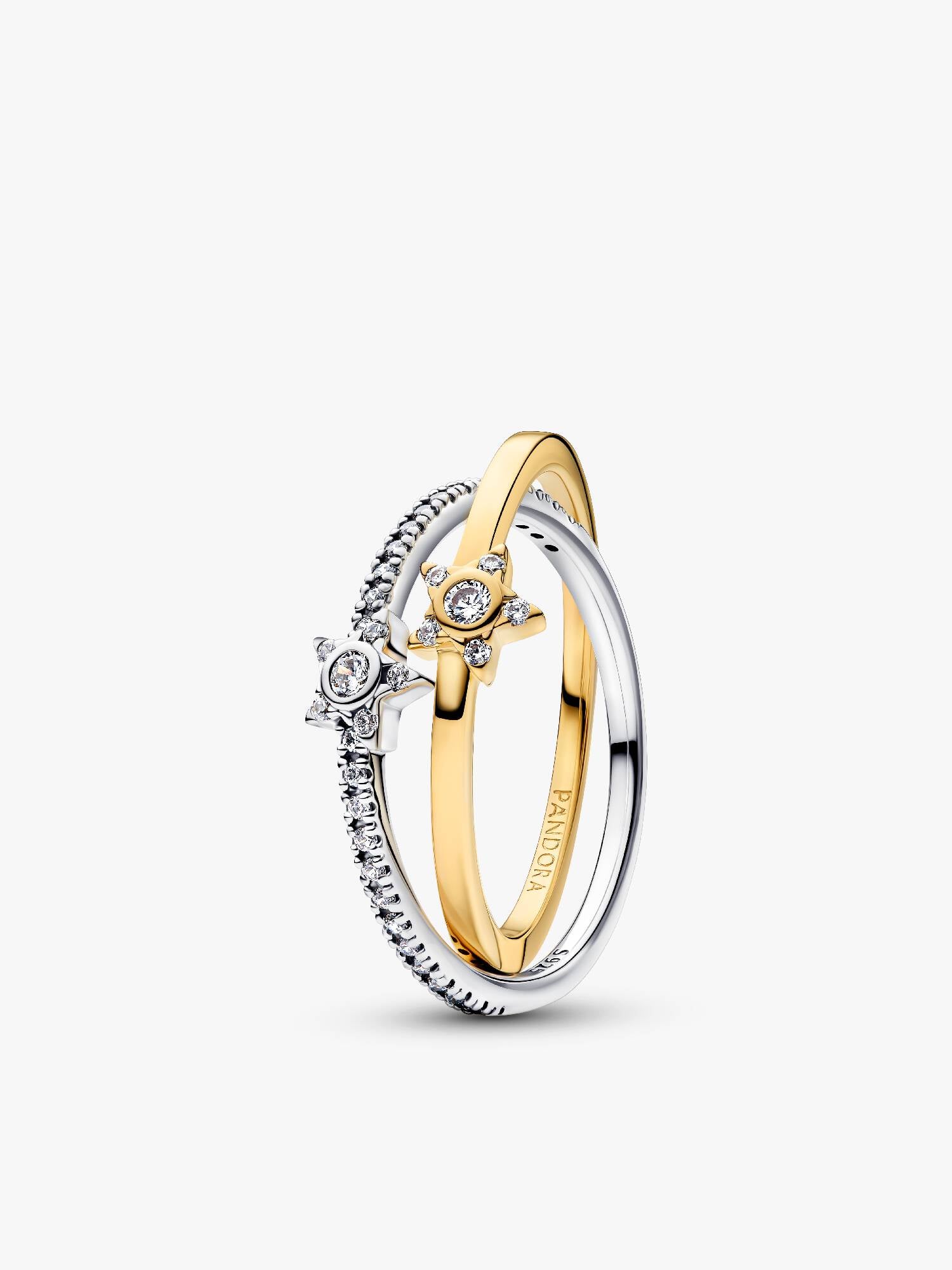 Bague Croisée Étoiles Scintillantes