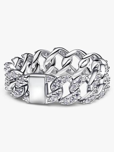 Bague Maille Cubaine Pavée