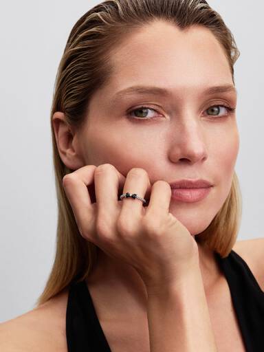 Bague Nœud Noir Scintillant