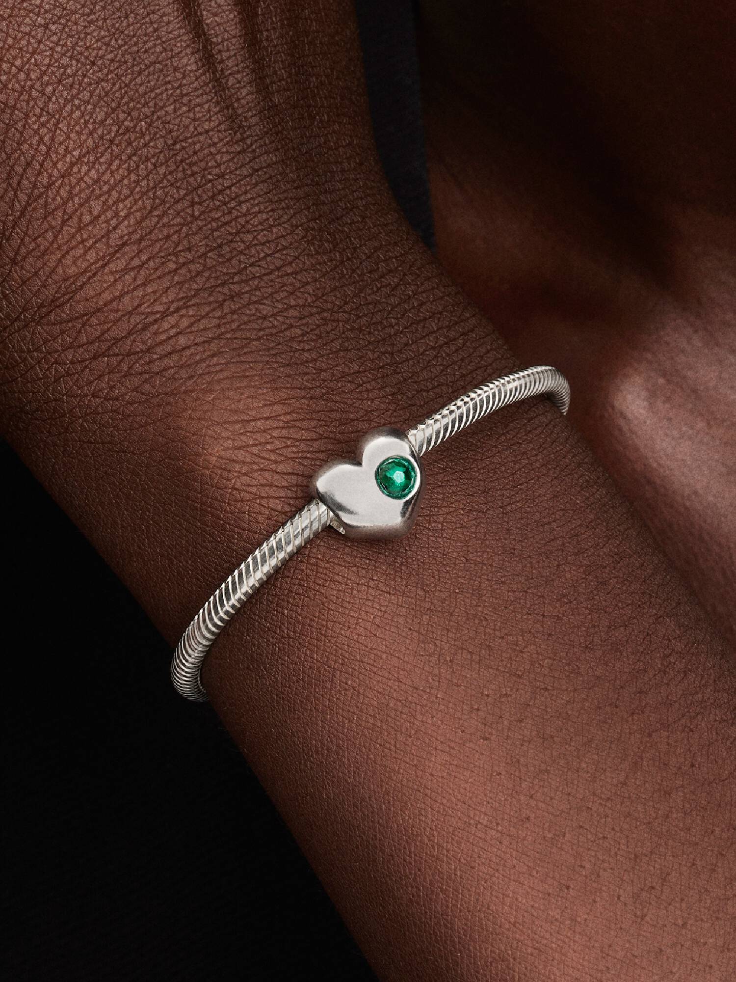 Charm Cœur Pierre Verte Gravable