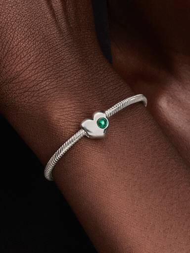 Charm Cœur Pierre Verte Gravable