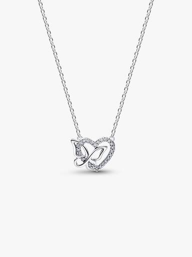 Collier avec Pendentif Cœur et Papillon Entrelacés