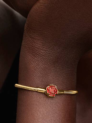 Bracelet Maille Serpent Disney La Belle et La Bête Rose Enchantée
