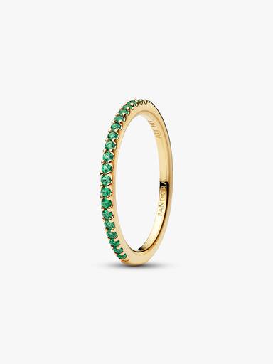 Anneau Demi-Éternité Vert Scintillant Doré