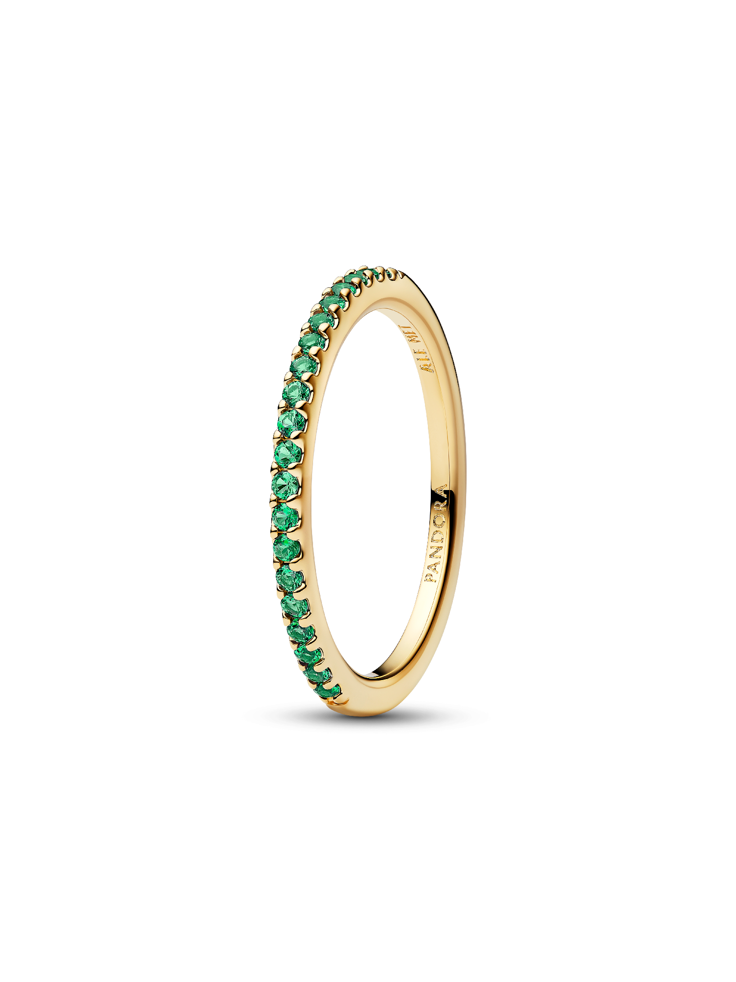 Anneau Demi-Éternité Vert Scintillant Doré