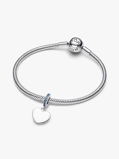 Charm Pendant Pierre Bleue Cœur Gravable