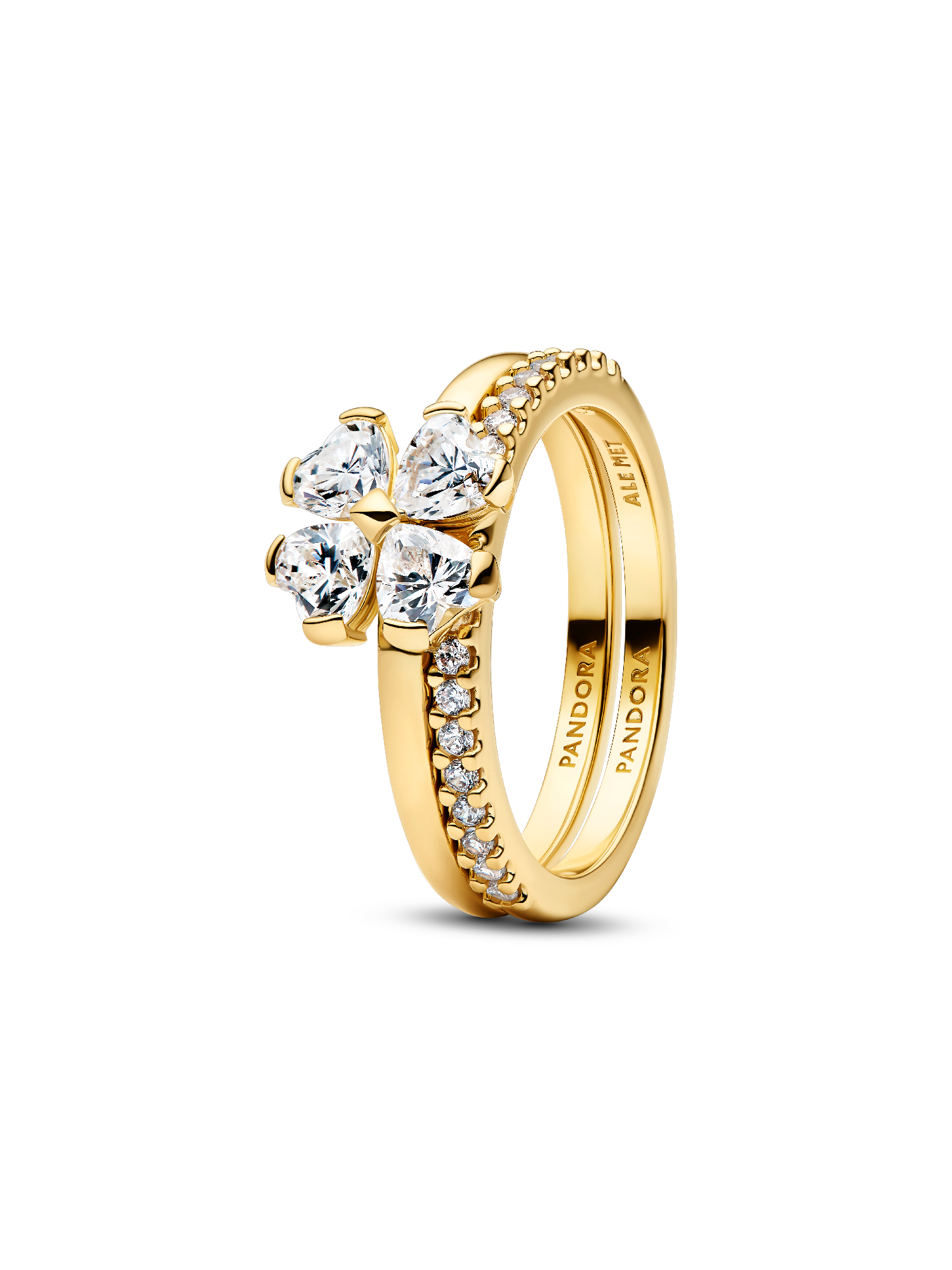 Bague Séparable Trèfle à Quatre Feuilles Scintillantes Dorée