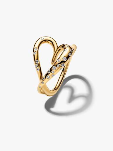 Bague Cœur Organique Sertie Dorée