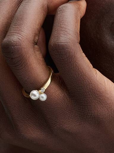 Bague Perles de Culture d'Eau Douce Traitées Duo