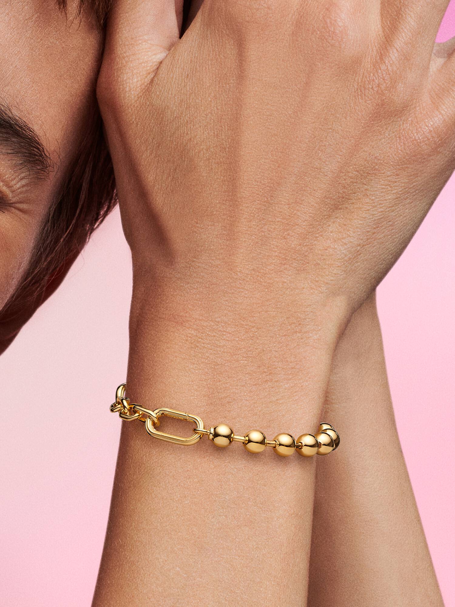 Bracelet Link & Perle Métallique