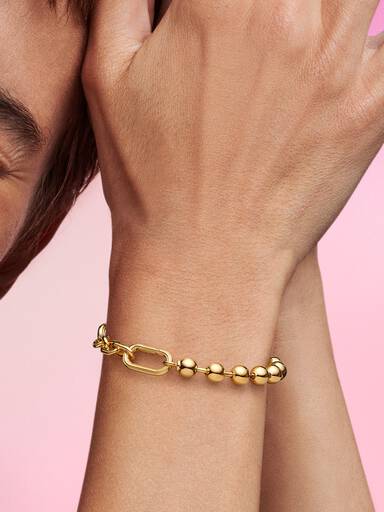 Bracelet Link & Perle Métallique
