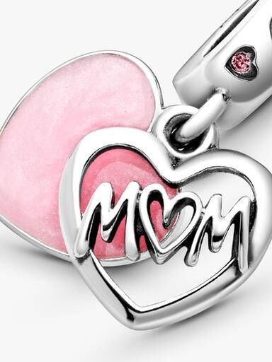 Charm Pendant Cœur Inscription Mum (Maman)