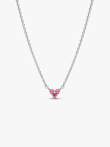 Collier Cœur Trio de Pierres Roses