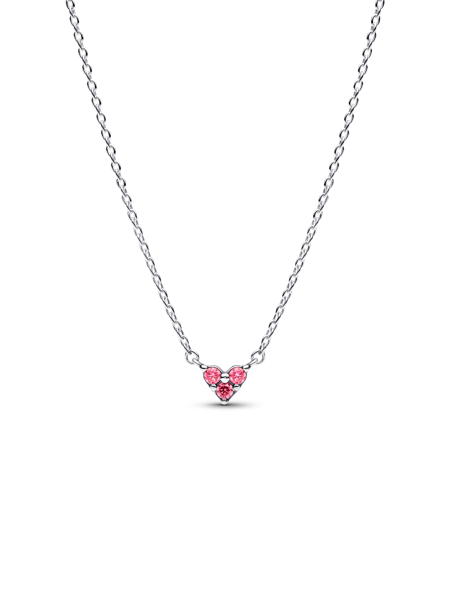 Collier Cœur Trio de Pierres Roses