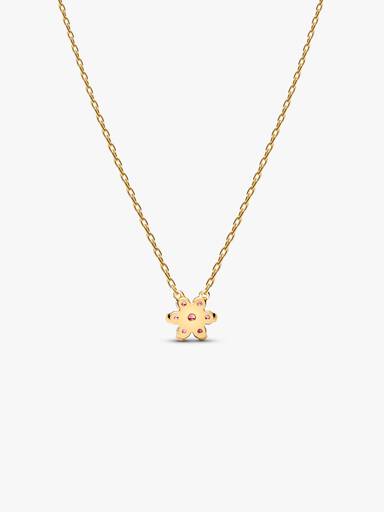 Collier à Pendentif Fleur Rose Scintillante