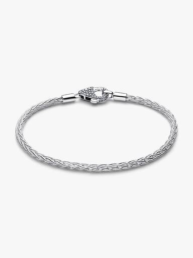 Bracelet à Charms Maille Queue de Renard Fermoir Pavé
