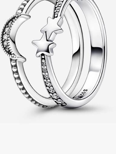 Ensemble de Bagues Étoiles Filantes & Croissant de Lune