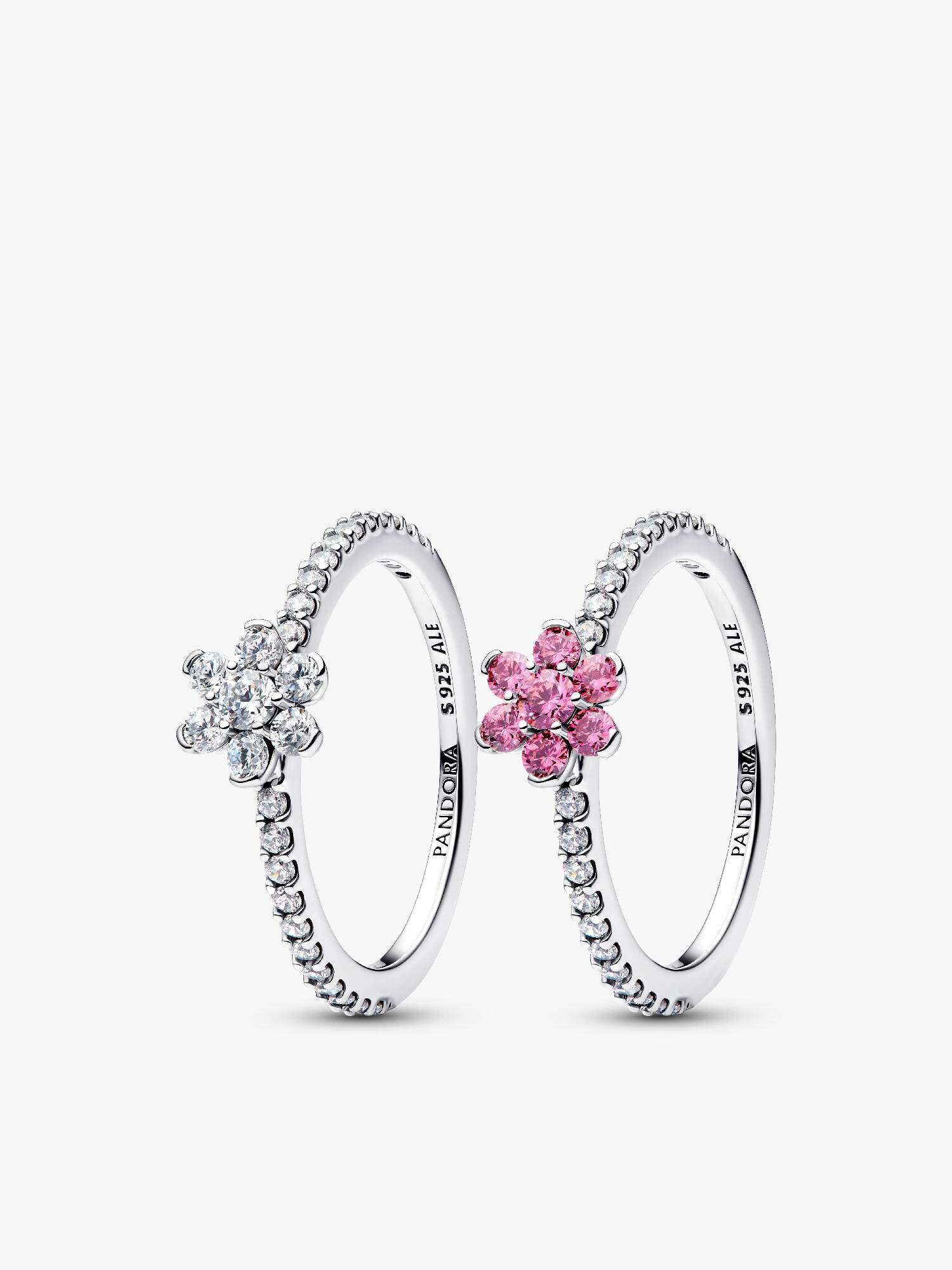 Coffret Cadeau Bagues Fleur Scintillante Rose et Transparente