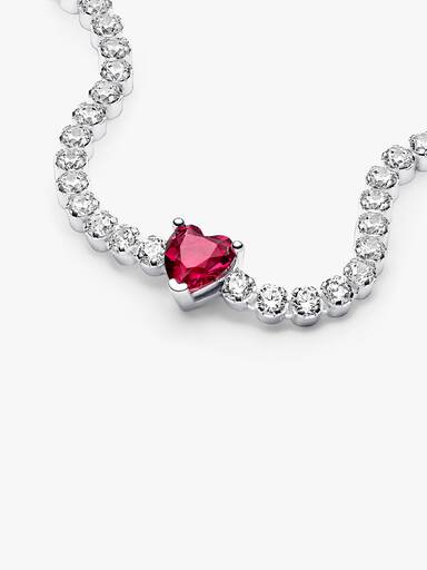 Bracelet Rivière Cœur Rouge Scintillant