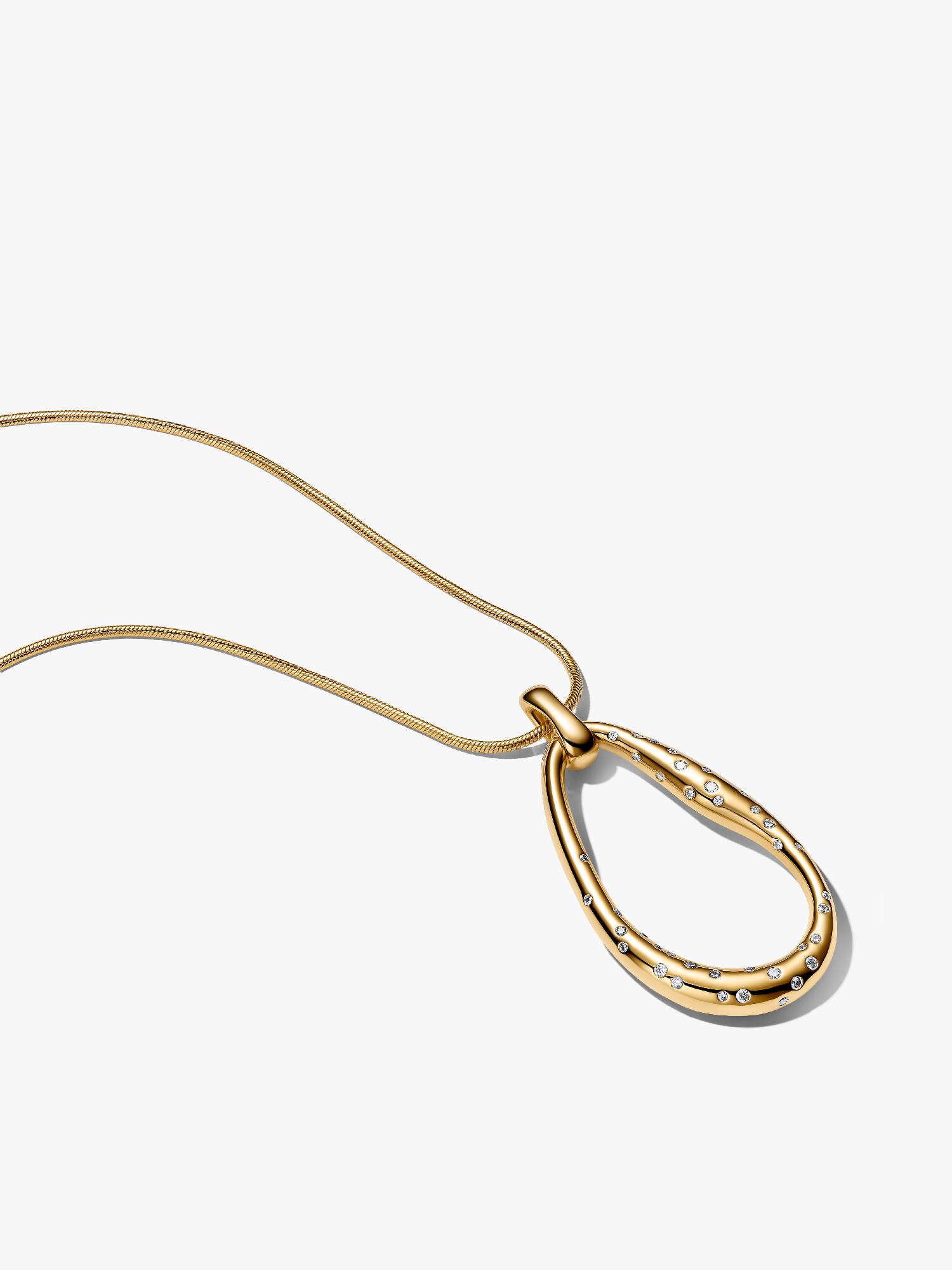 Collier avec Pendentif XL Serti de Forme Organique Doré