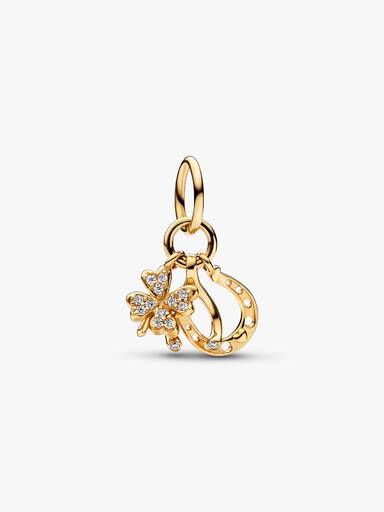 Charm Pendant Trèfle à Quatre Feuilles, Os des Vœux & Fer à Cheval