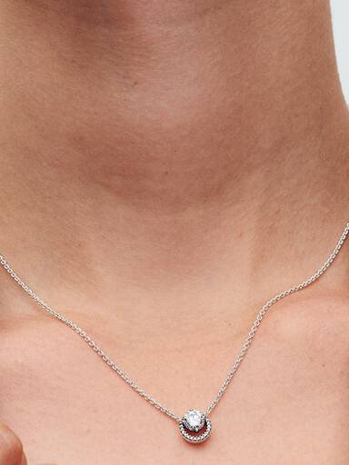 Collier Pendentif Halo Rond Scintillant